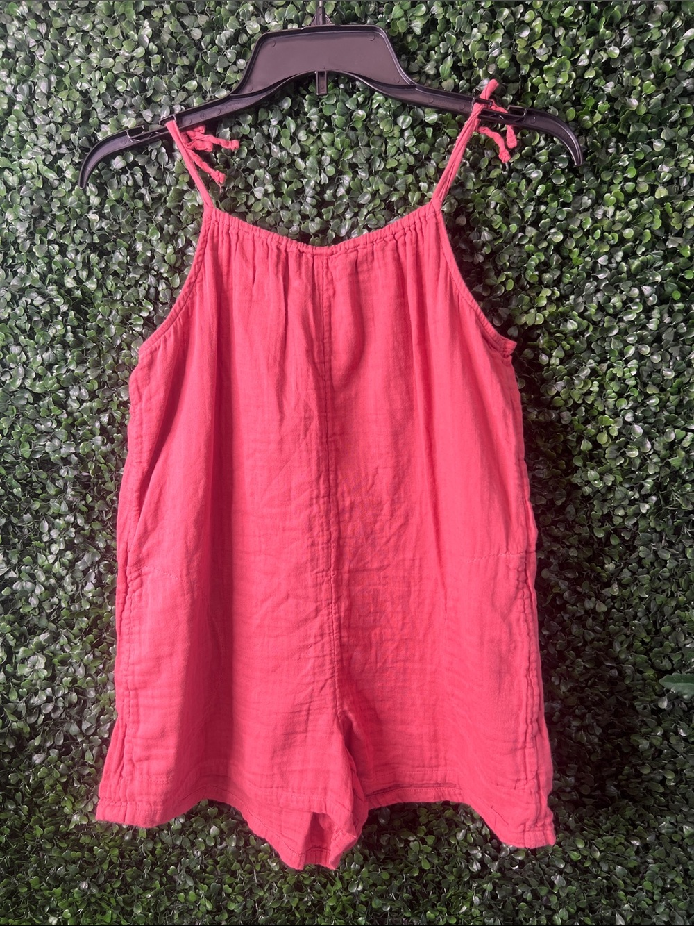 Old Navy Coral Pink Girls' Tie-Strap One-Piece Romper